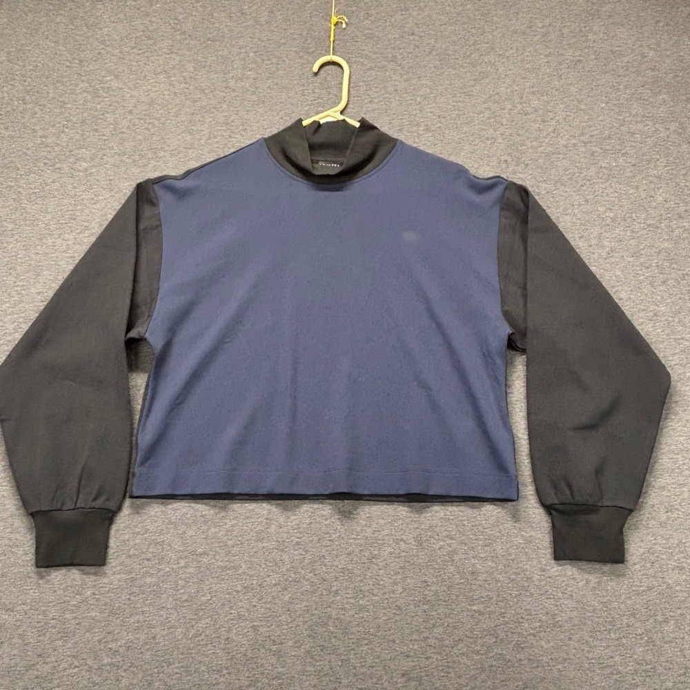 Athleta Pullover Womens S Colorblock Mock Neck Long Sleeve Navy Black cropped